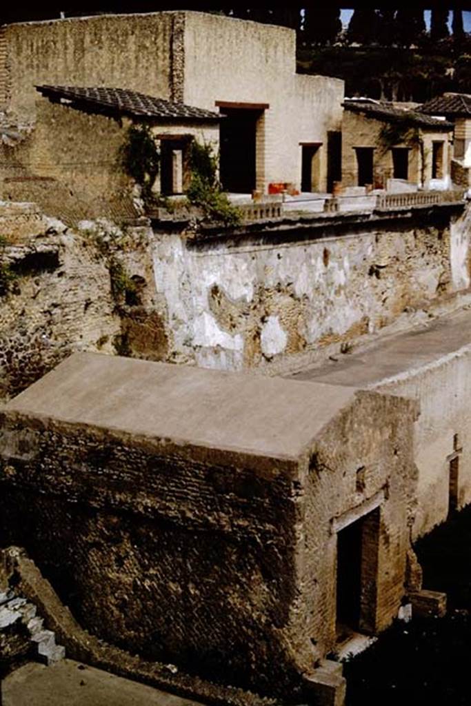 Herculaneum, 1964. Looking from the Sacred Area towards the House of the Stags.
Photo by Stanley A. Jashemski.
Source: The Wilhelmina and Stanley A. Jashemski archive in the University of Maryland Library, Special Collections (See collection page) and made available under the Creative Commons Attribution-Non Commercial License v.4. See Licence and use details. J64f1437
